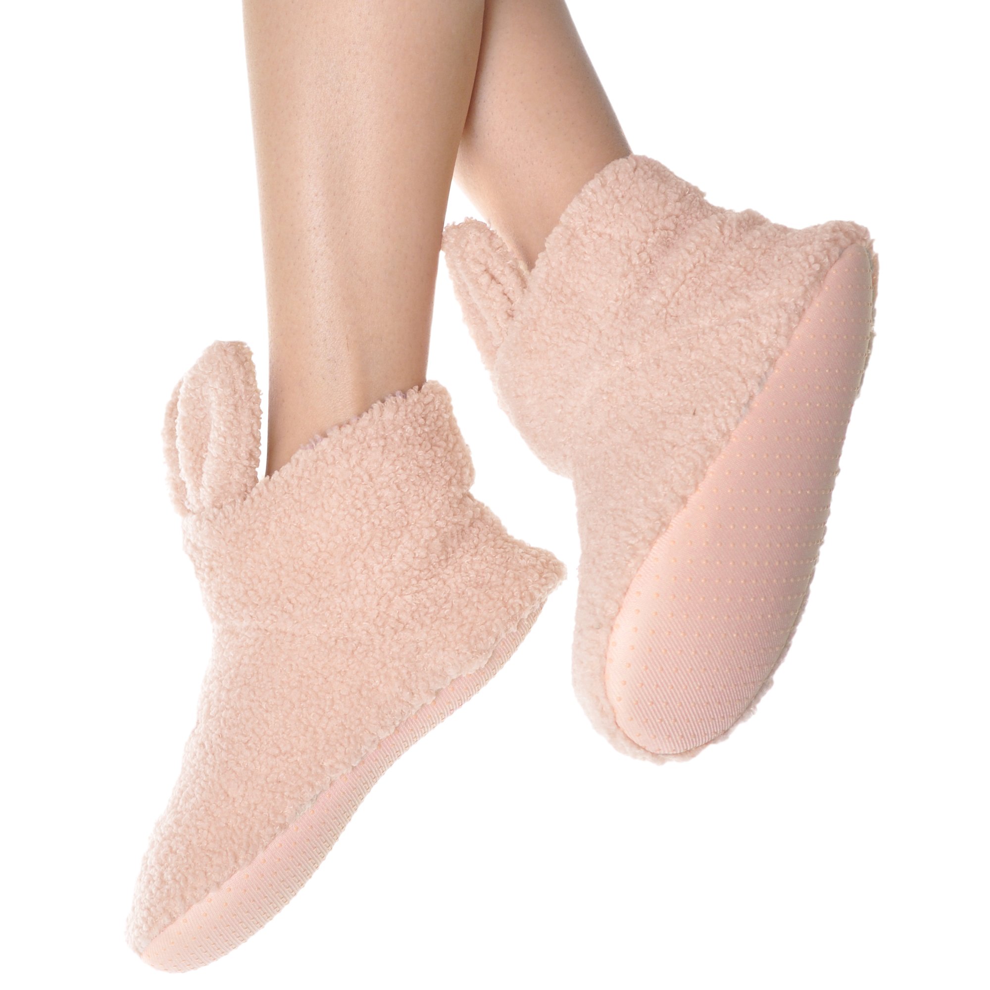 Angelina 1 or 6 Pairs Sherpa-Lined Rabbit Indoor Boots with Non-Slip Bottom - Image 4