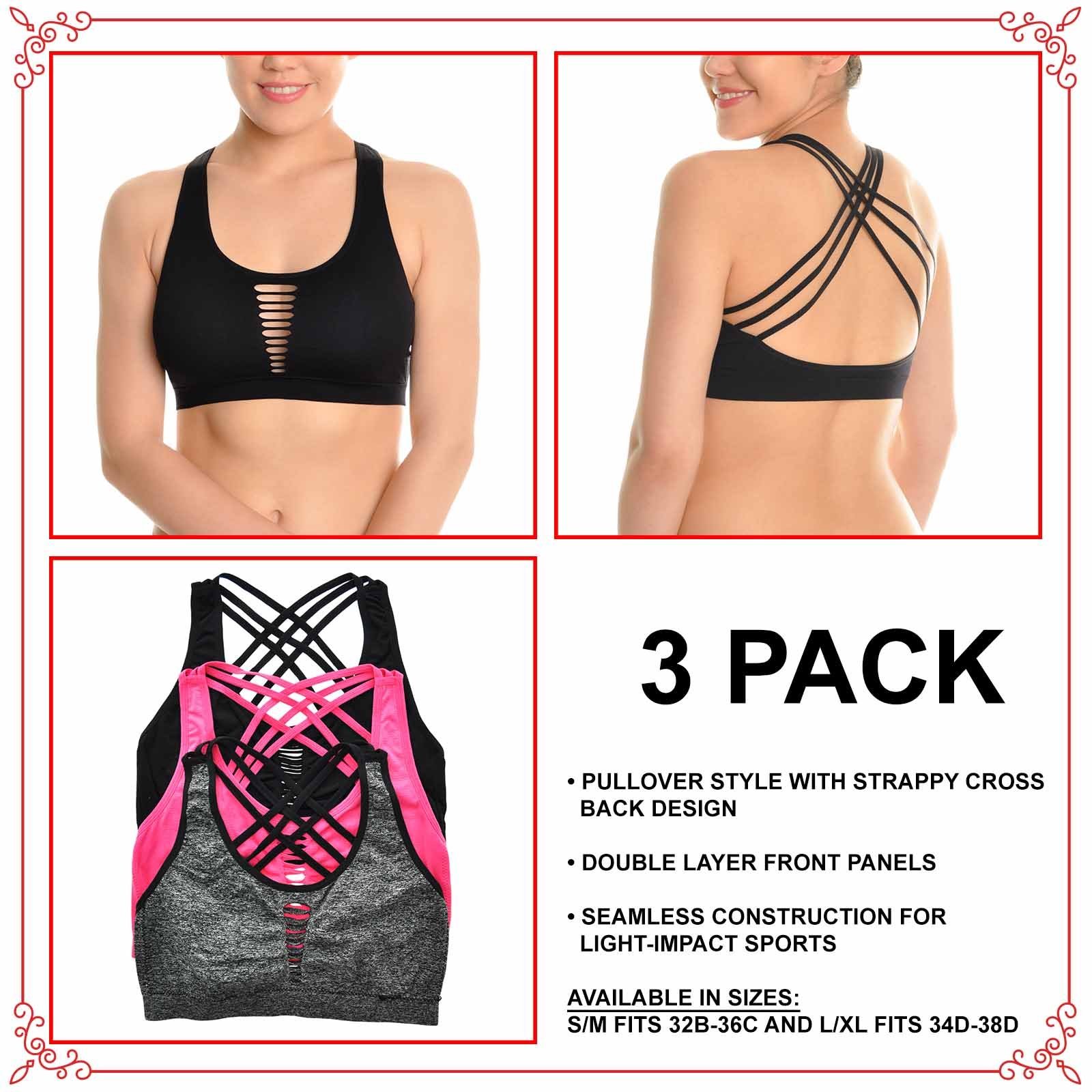 Angelina Seamless Cross Back Bralettes with Front Cut Out Pattern (3-Pack) - Image 6