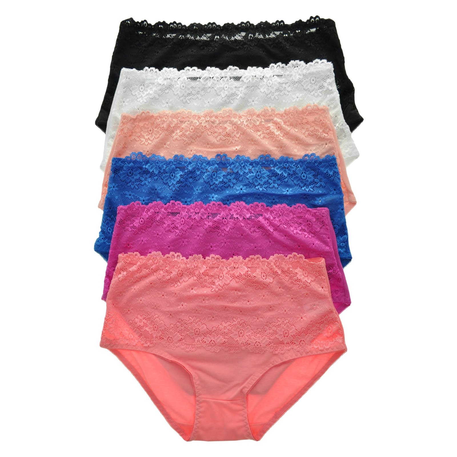 Angelina Women's Assorted Cotton See-Through Floral Lace Briefs Panties (6-Pack) - Image 5