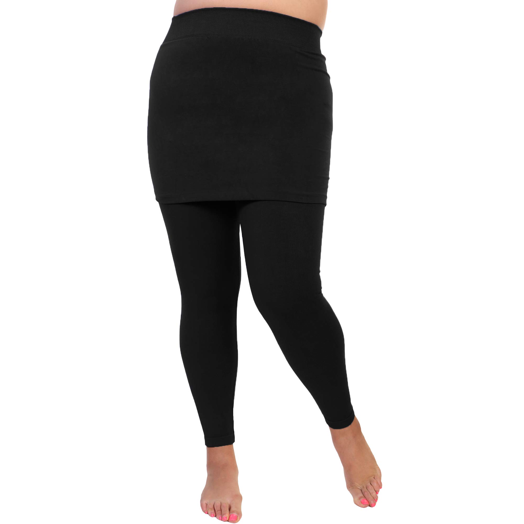 Angelina Women's Cotton Comfort High Waisted Leggings with Mini Skirt - Image 3