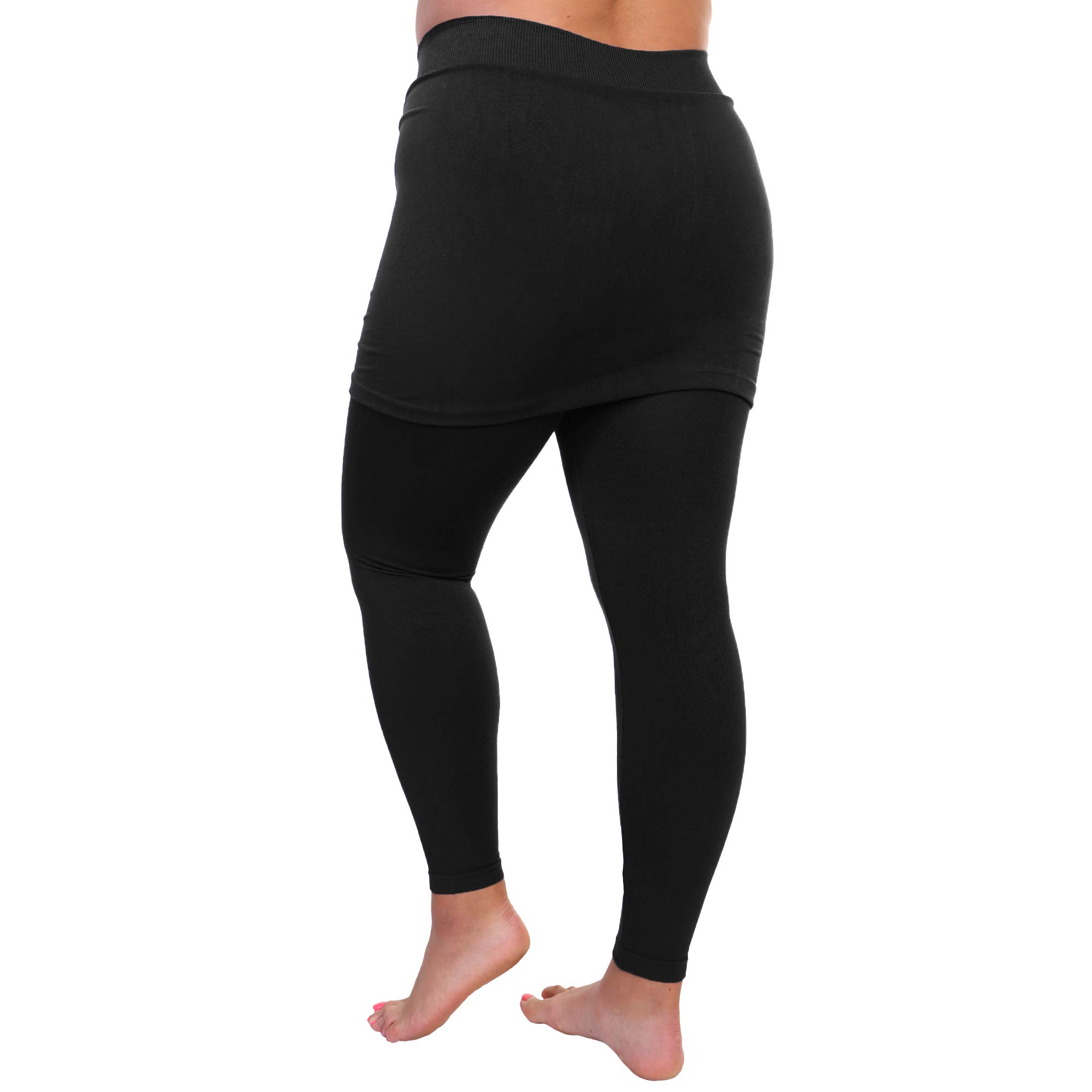 Angelina Women's Cotton Comfort High Waisted Leggings with Mini Skirt - Image 4