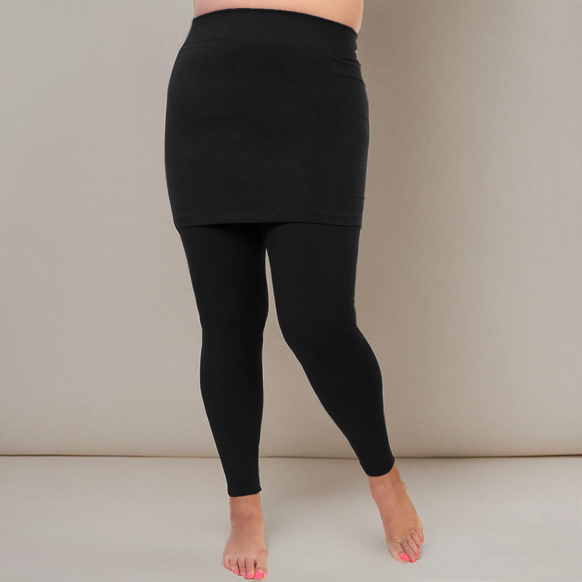 Angelina Women's Cotton Comfort High Waisted Leggings with Mini Skirt - Image 5