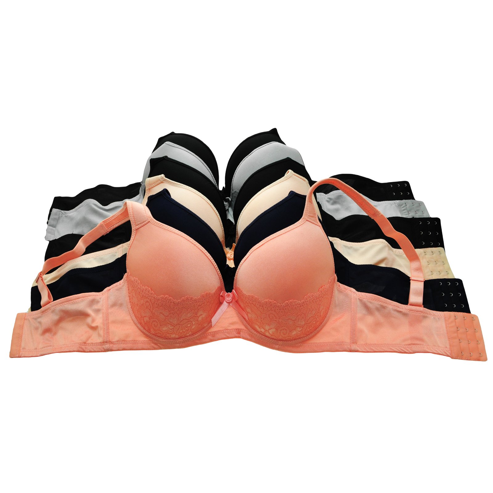 Angelina Women's Lace Accented Full Cup Bras w/Extra Wide Wings (6-Pack) - Image 5