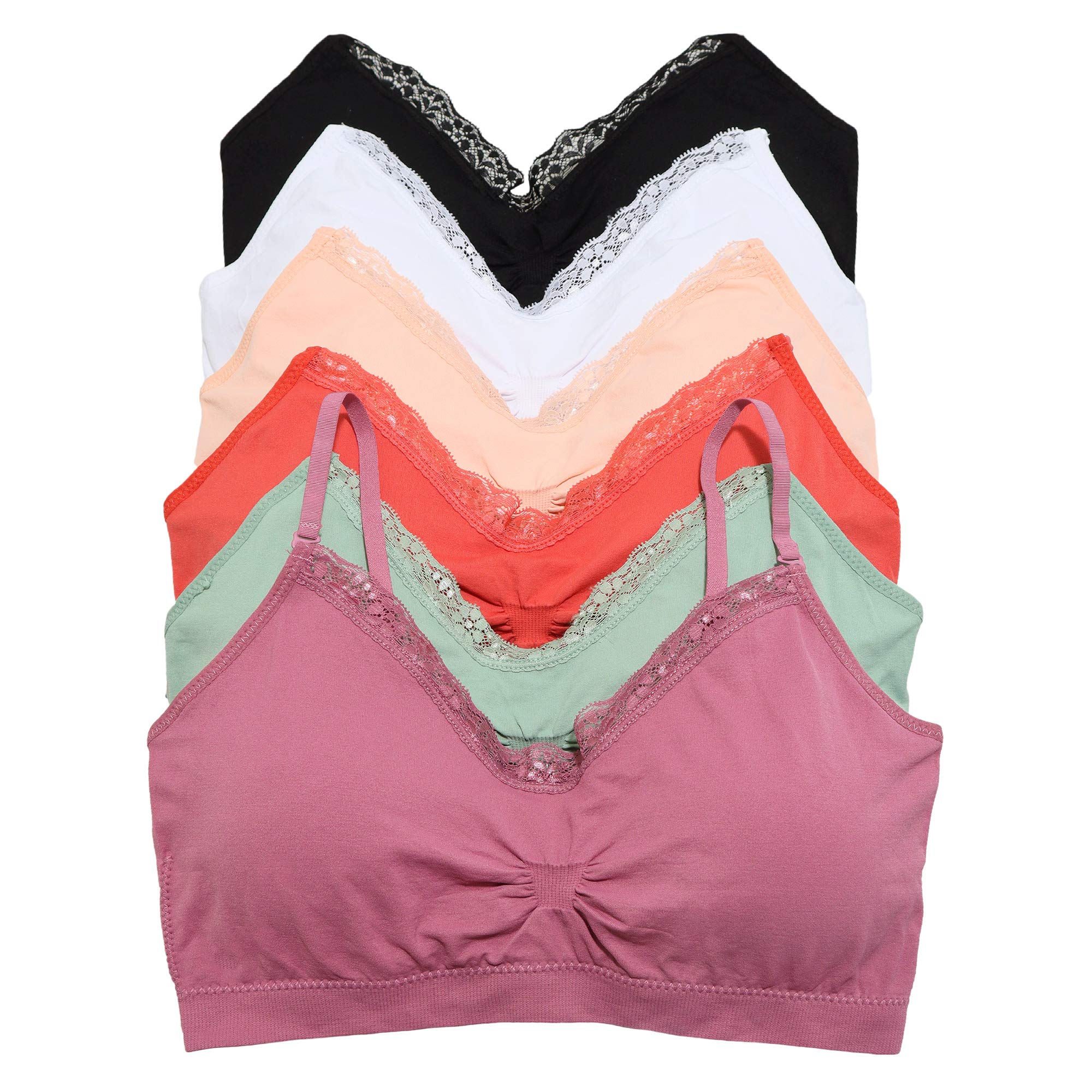 Angelina Women's Seamless Bralette with Convertible Straps (6-Pack) - Image 5