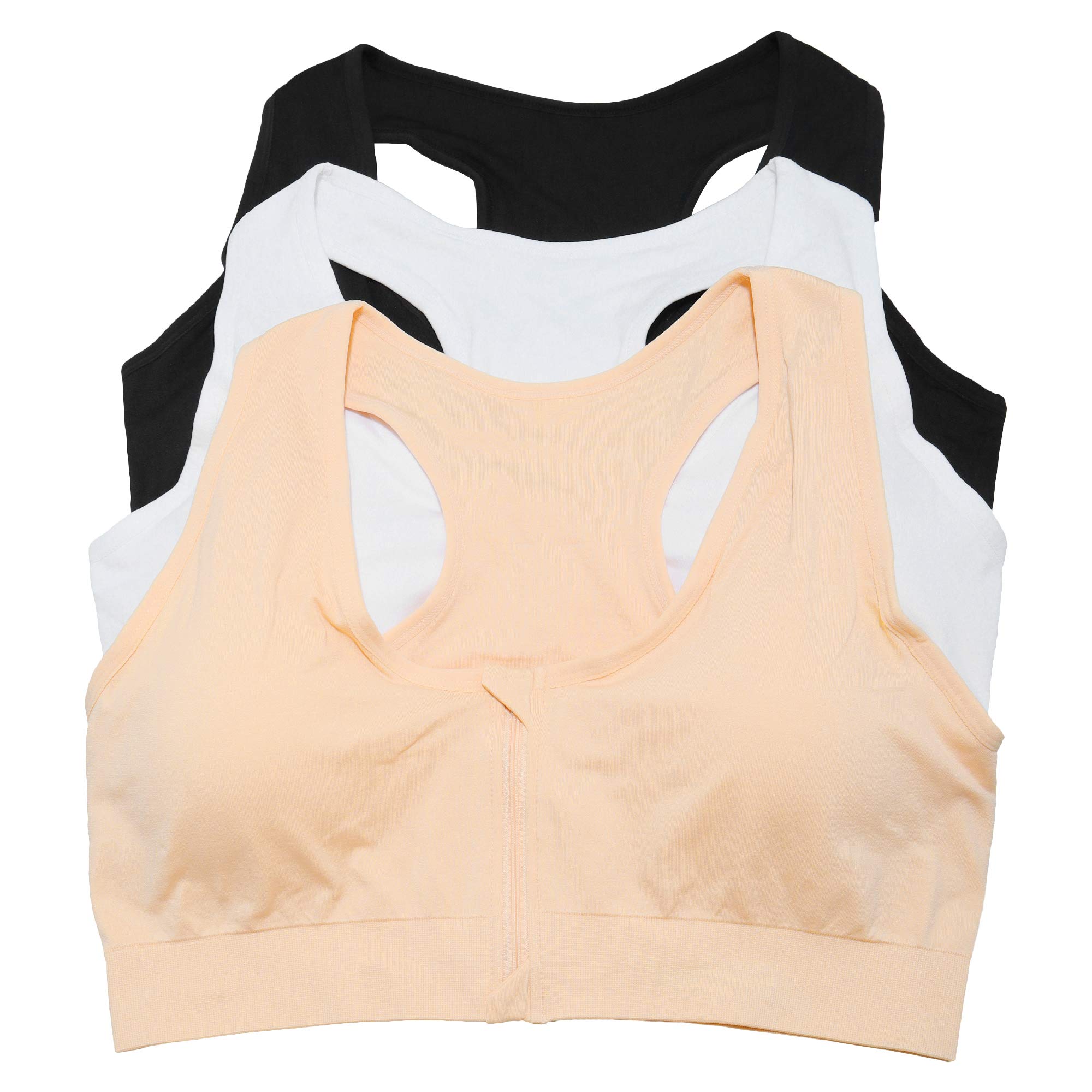 Angelina Women's Seamless Extended Size Bra with Hook-and-Eye or Zip-Up Front Closure (3-Pack) - Image 5