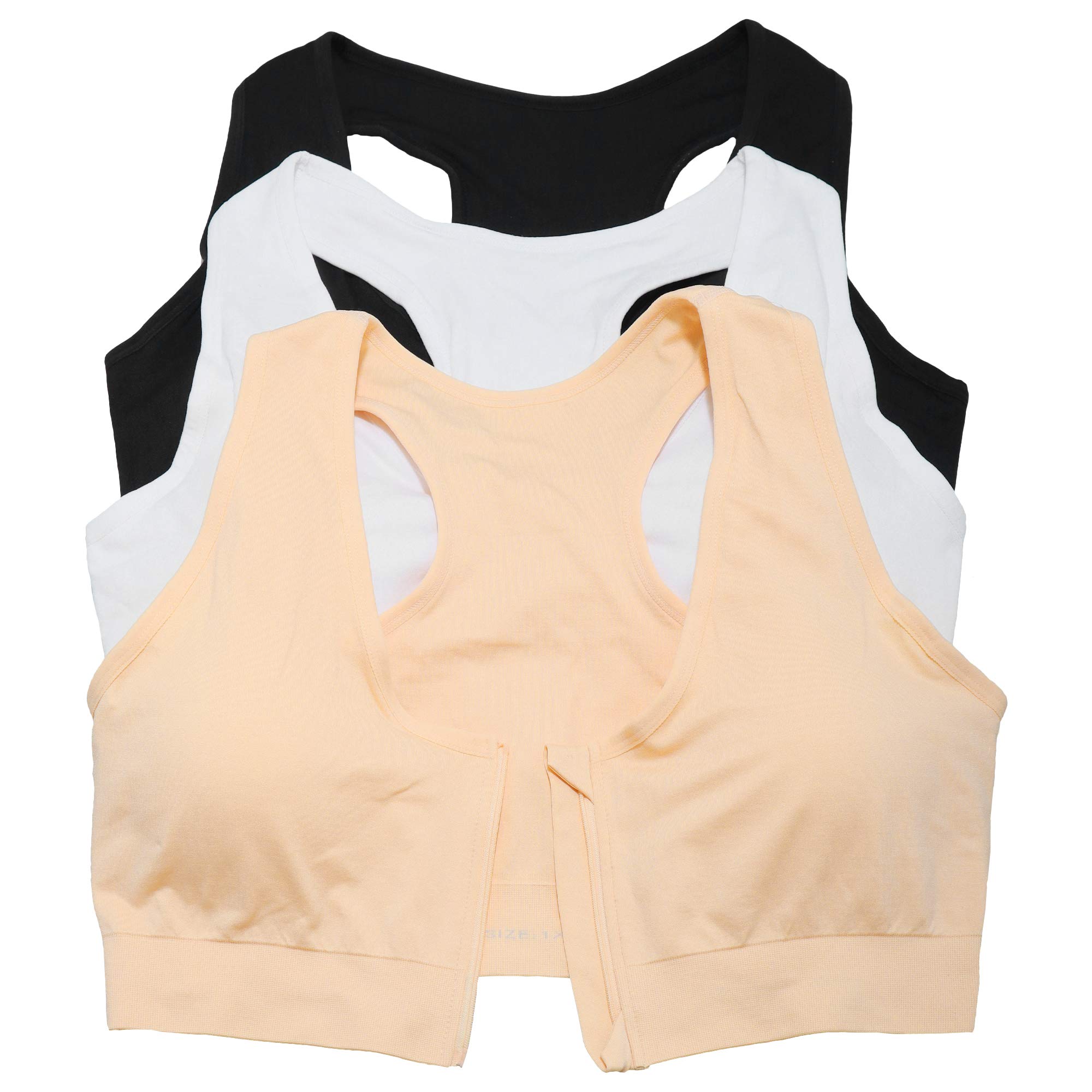 Angelina Women's Seamless Extended Size Bra with Hook-and-Eye or Zip-Up Front Closure (3-Pack) - Image 6