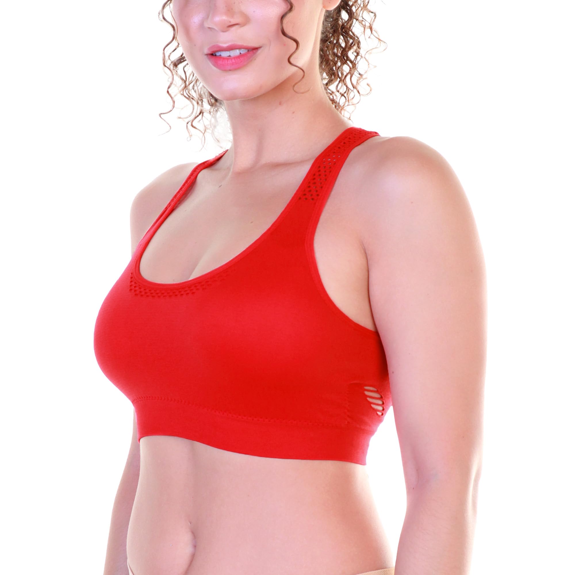 Angelina Women's Seamless Racerback Bra with Cutouts (6-Pack) - Image 3