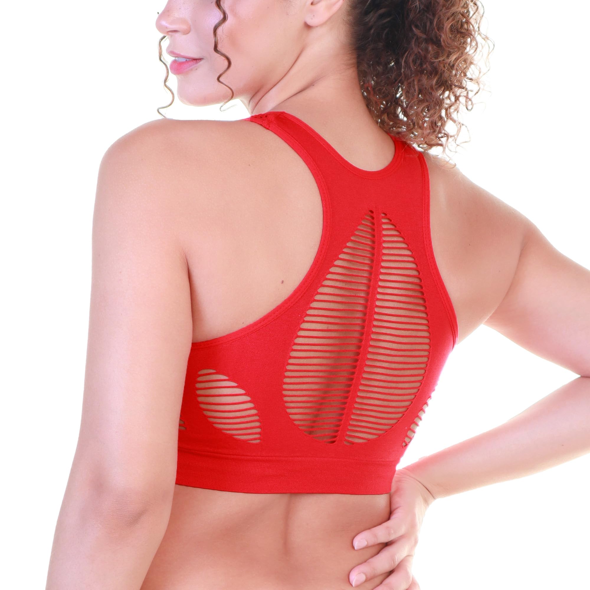 Angelina Women's Seamless Racerback Bra with Cutouts (6-Pack) - Image 4