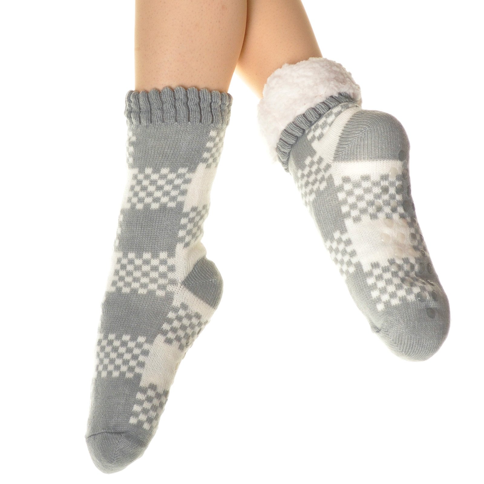 Angelina Women's Sherpa-Lined Thermal Christmas Slipper Socks with Gift Tags - Image 4