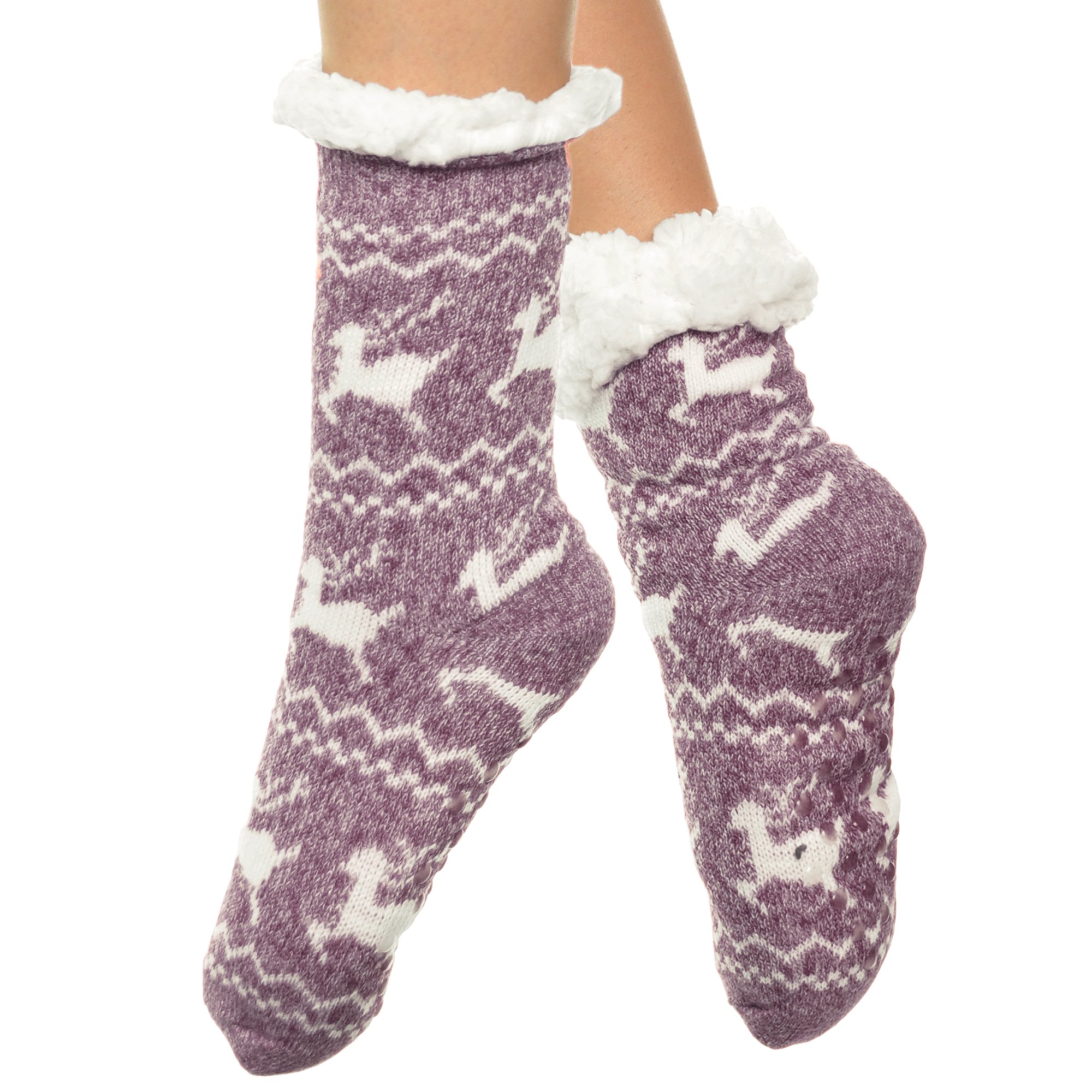 Angelina Women's Sherpa-Lined Thermal Christmas Slipper Socks with Gift Tags - Image 4