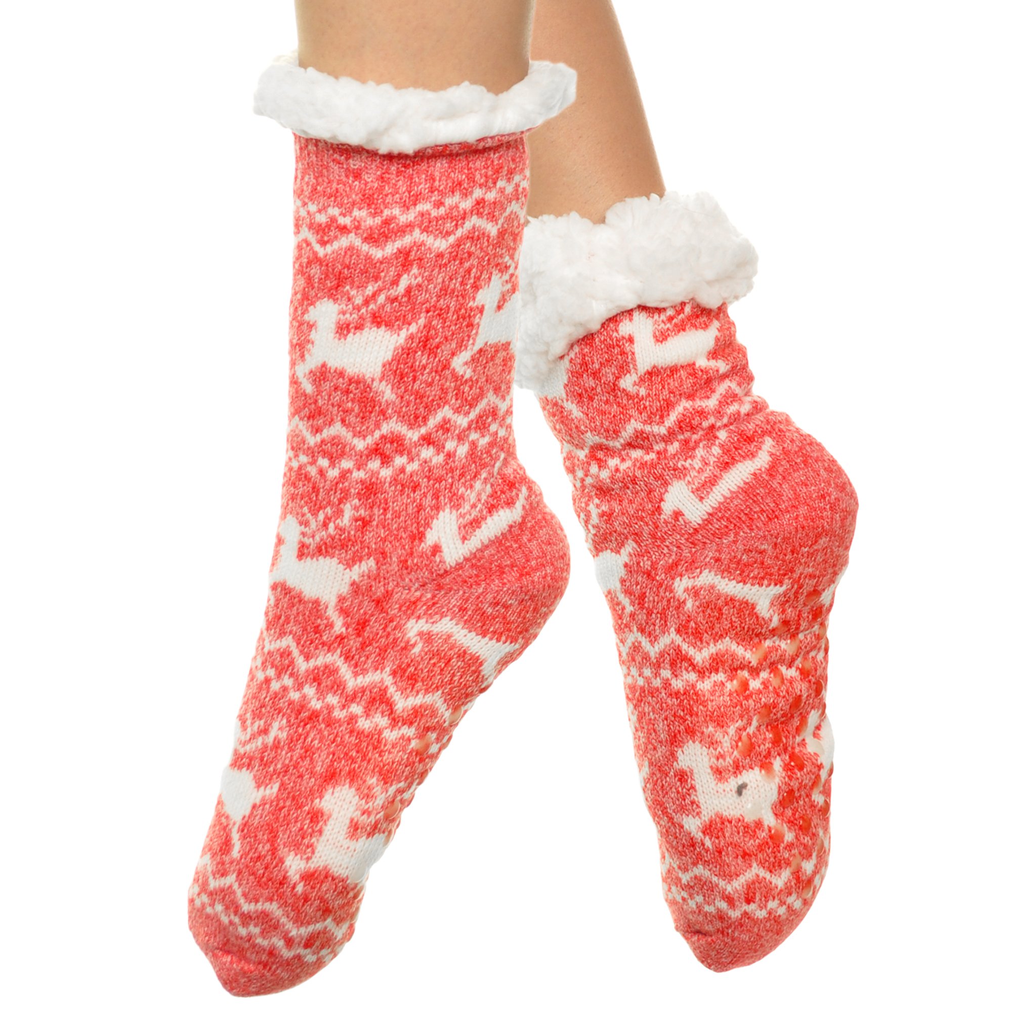 Angelina Women's Sherpa-Lined Thermal Christmas Slipper Socks with Gift Tags - Image 6