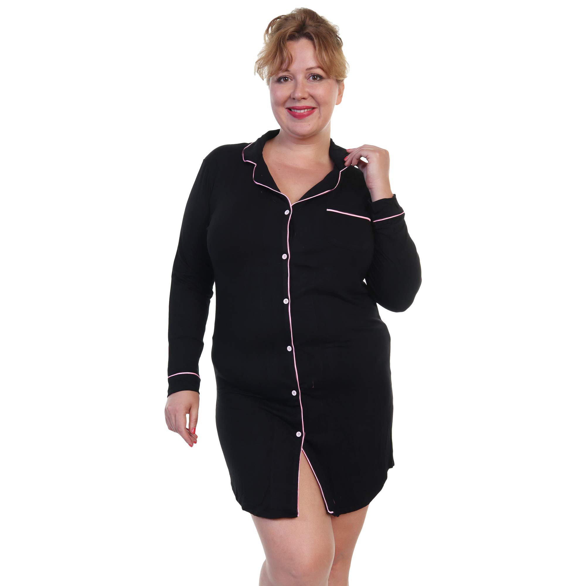 Angelina Women's Soft and Comfy Button Down Sleep Shirt Dress Nightgown - Image 3