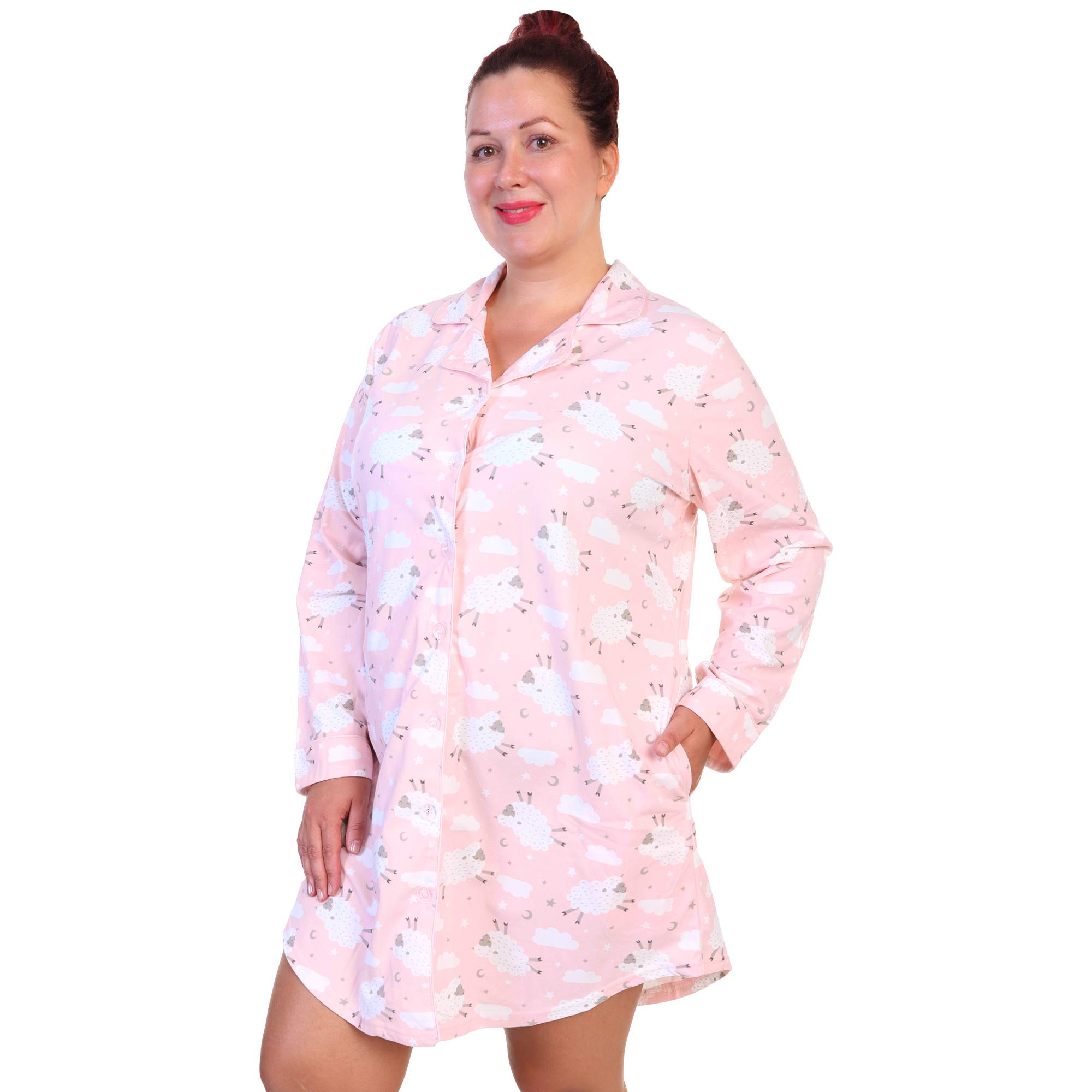 Angelina Women's Soft and Comfy Button Down Sleep Shirt Dress Nightgown - Image 3