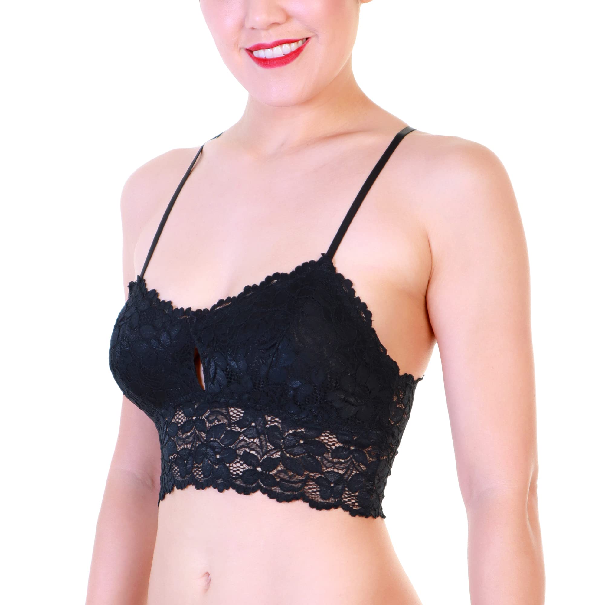 Angelina Women's Soft Comfortable Lightly Lined Floral Lace Racerback Bralette (3-Pack) - Image 5