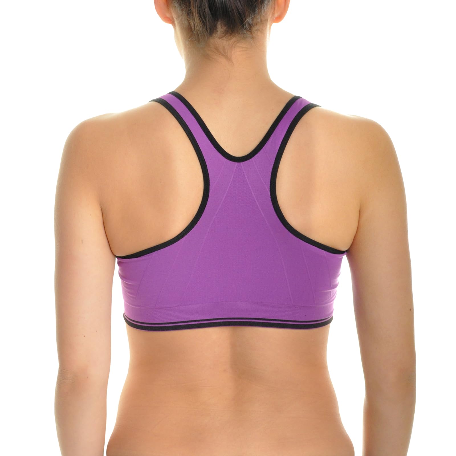Angelina Women's Wire-Free Seamless Sports Bra with Front-Zip Closure (6-Pack) - Image 5