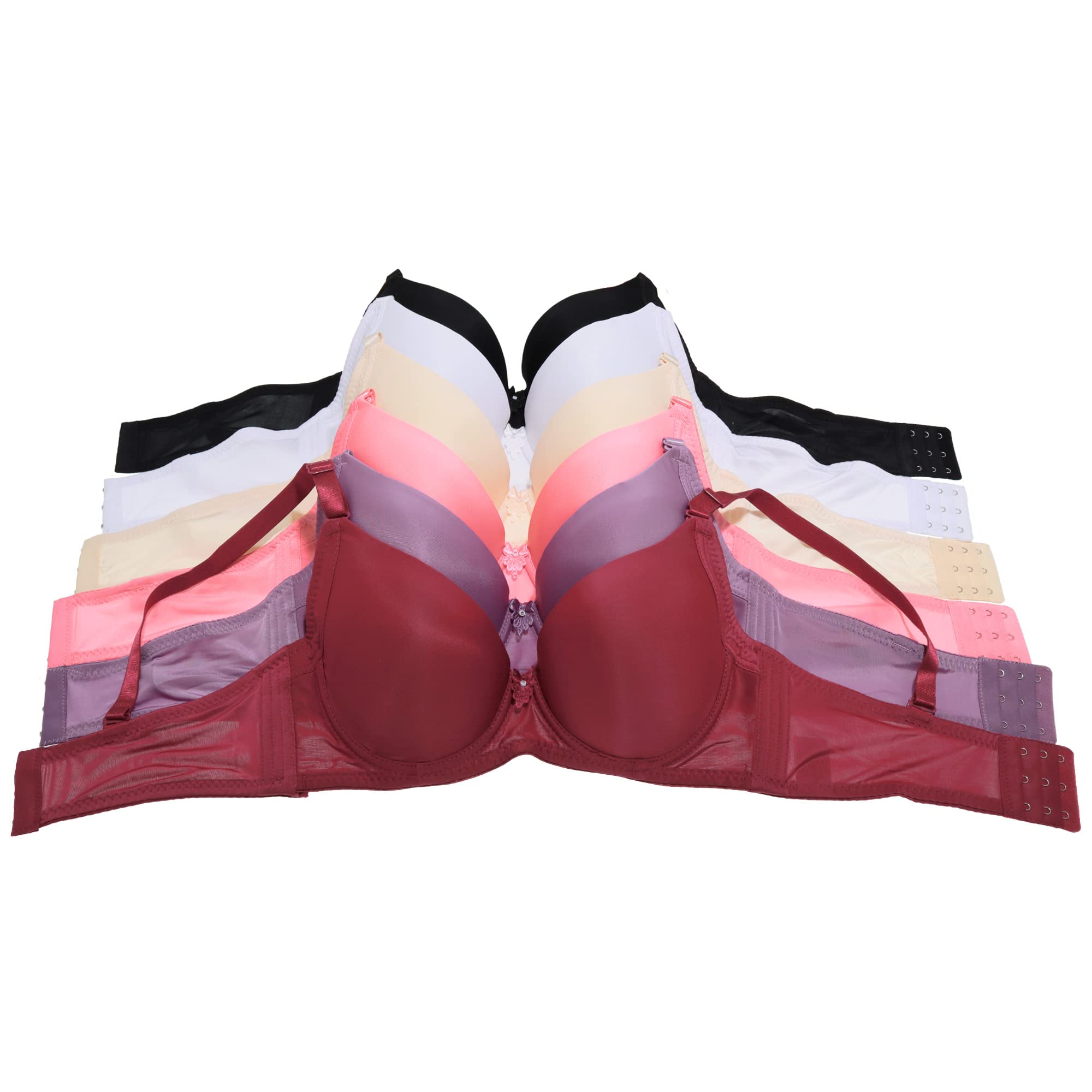 Angelina Women's Wired Padded T-Shirt Bras with Wide Wings (6-Pack) - Image 5