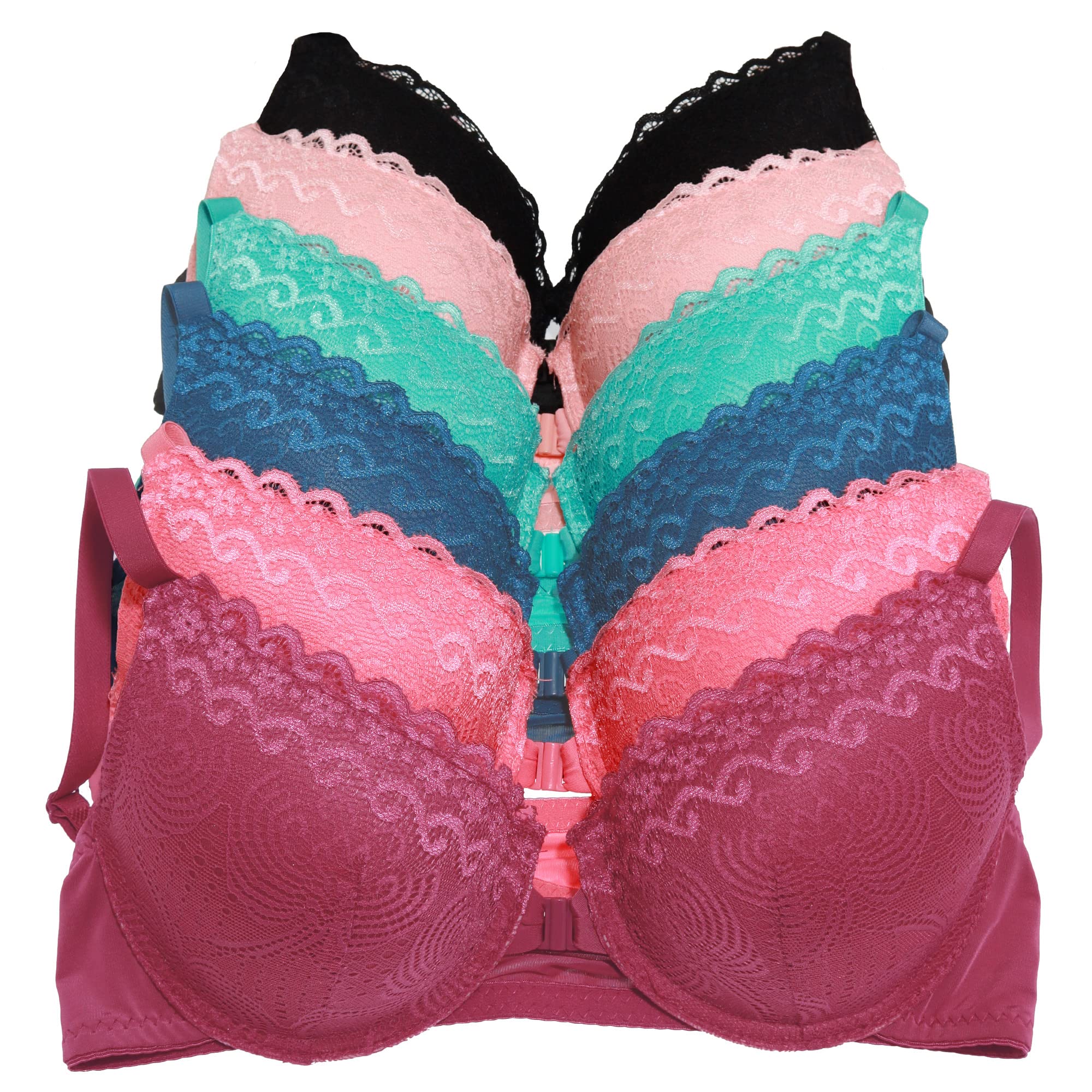 Angelina Women's Wired Racerback Bra with Clasp (6-Pack) - Image 6