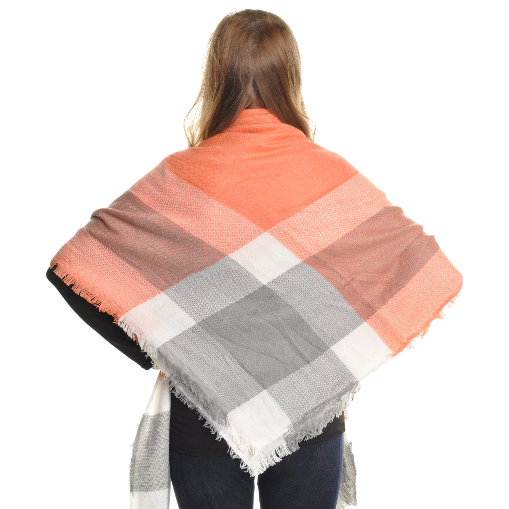 Angelina Womens Printed Blanket Scarf with Fringe Edge - Image 3