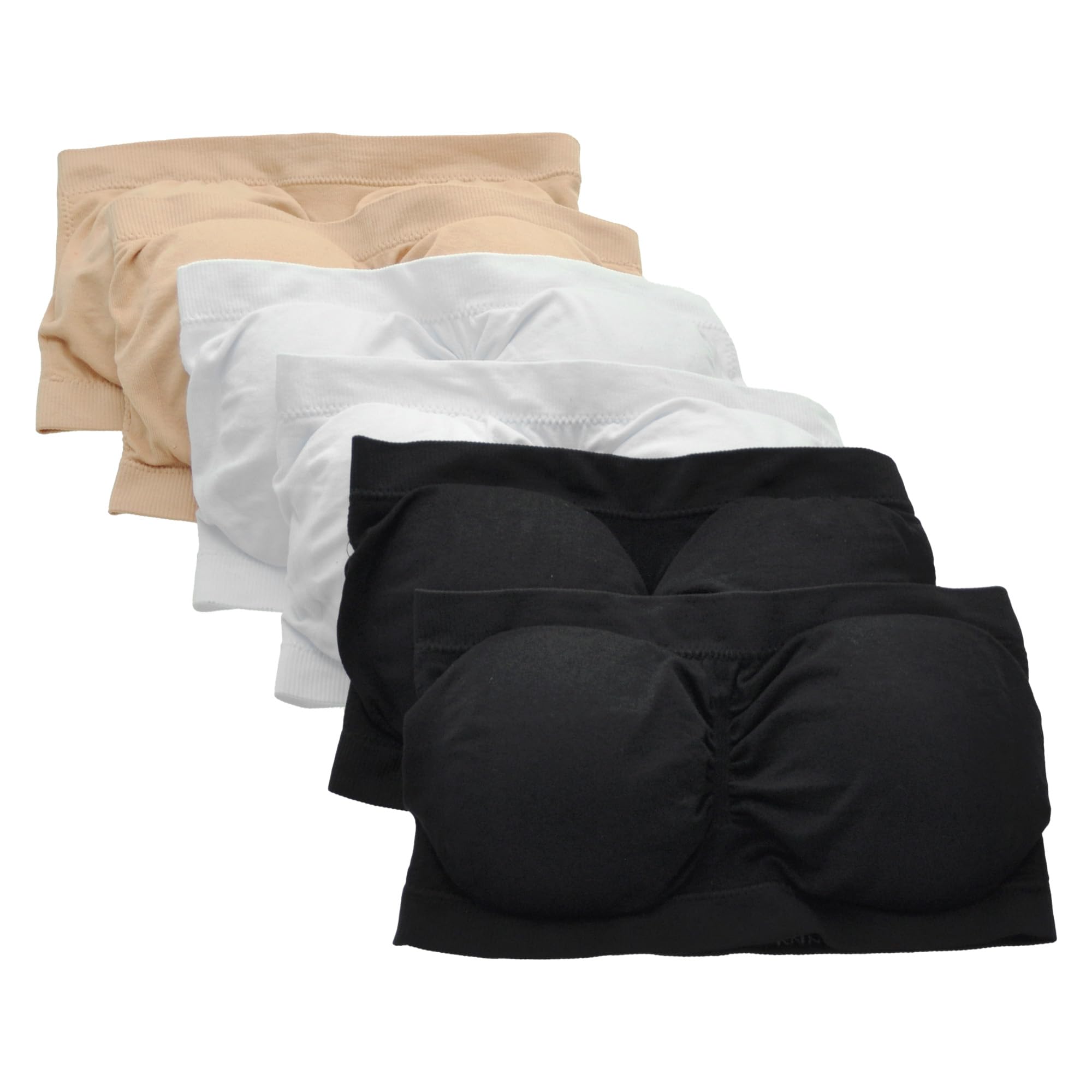 Angelina Womens Seamless Bandeau with Removable Cups (6-Pack) - Image 3